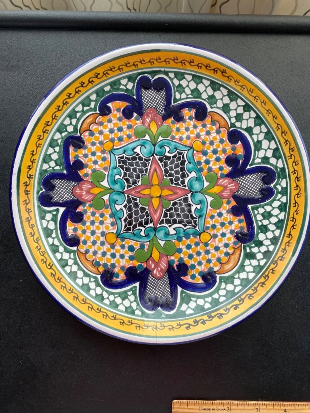 Hand-Painted Talavera Ceramic Plate Puebla Mexico 10” Multicolor Wall Decor